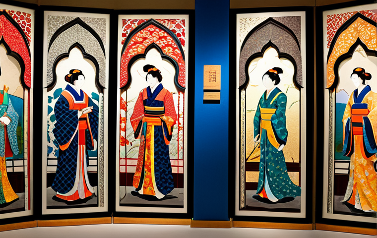 **

"A kaleidoscope made of handcrafted paper art, vibrant colors blending seamlessly. Japanese traditional patterns integrated within the design. Soft, diffused lighting enhancing the textures. Fully clothed figures are admiring the artwork in a gallery setting, appropriate attire, safe for work, perfect anatomy, natural proportions, professional photography, high quality, family-friendly."

**
