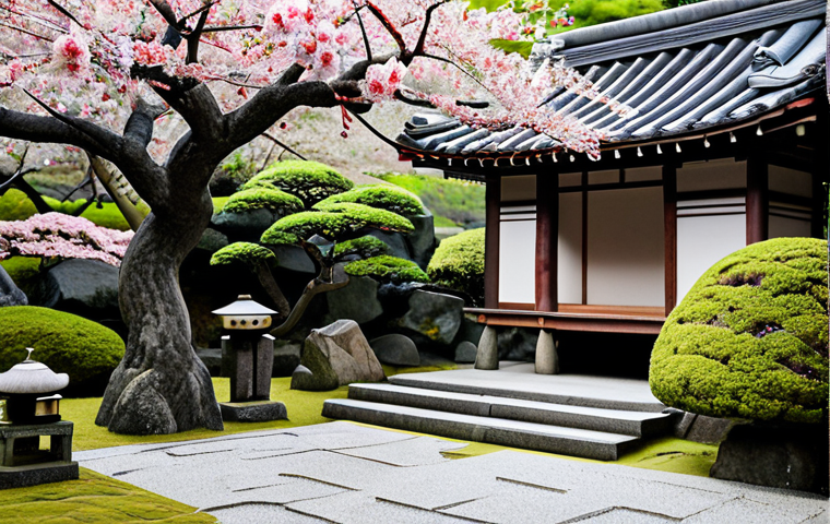 종이 오브제 만들기 - **Prompt:** Intricate Kirie (切り絵) paper art of a Japanese garden scene, featuring delicate cherry bl...