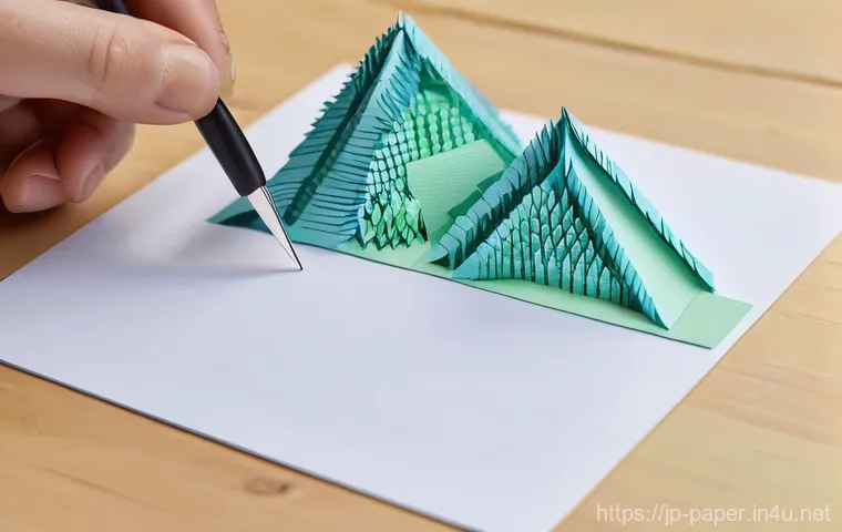 종이공예 작품 만들기 과정 - **Prompt: Meditative Papercraft Creation**
    A close-up, high-angle shot capturing the serene proc...