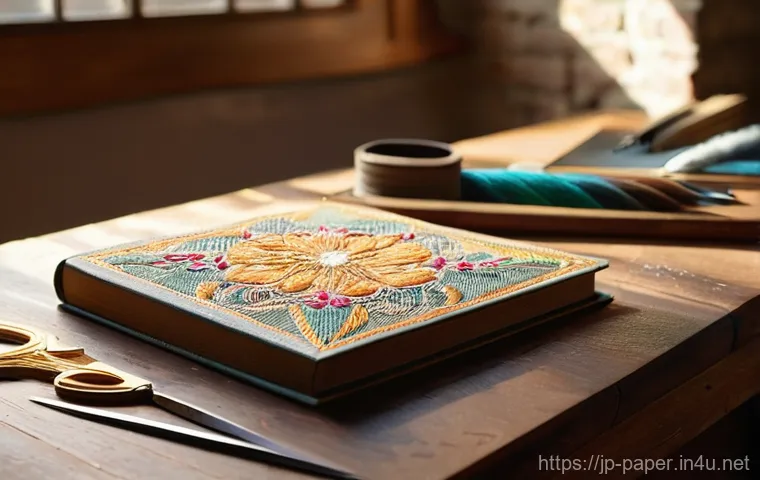 종이 공예 책 만들기 - **Prompt:** A cozy, sunlit wooden desk in a quiet room. A person, appearing to be in their late 20s ...