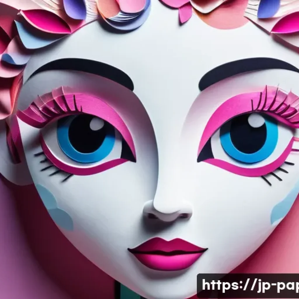 종이 공예 카툰 아트 - A vibrant cartoon-style paper art character composed of layered colored paper with a mix of matte an...