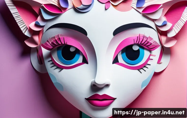 종이 공예 카툰 아트 - A vibrant cartoon-style paper art character composed of layered colored paper with a mix of matte an...