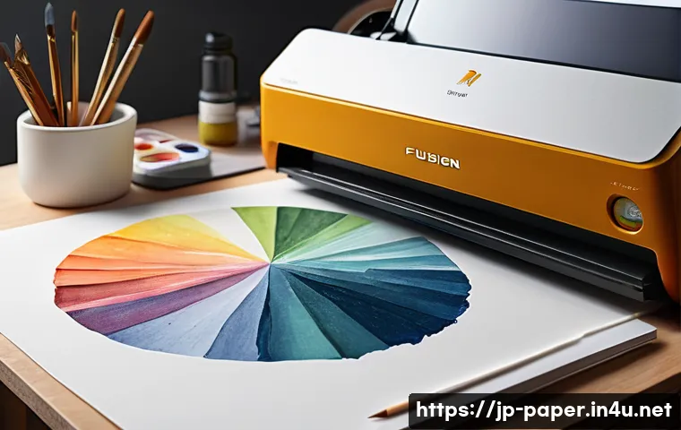 디지털 종이 예술 - A detailed digital art workspace featuring a high-resolution scanner and a professional camera captu...