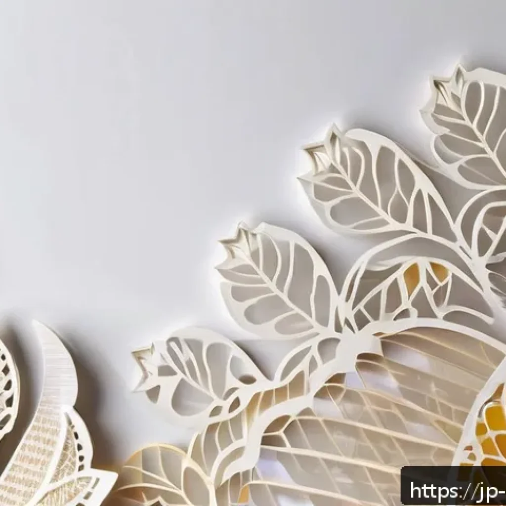 종이 아트와 현대 미술 - A delicate paper art piece featuring layered translucent Japanese washi paper with intricate laser-c...