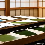 종이 예술의 역사 - A traditional Japanese washi paper workshop scene, featuring skilled artisans carefully hand-making ...
