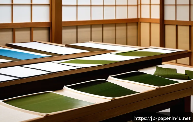 종이 예술의 역사 - A traditional Japanese washi paper workshop scene, featuring skilled artisans carefully hand-making ...