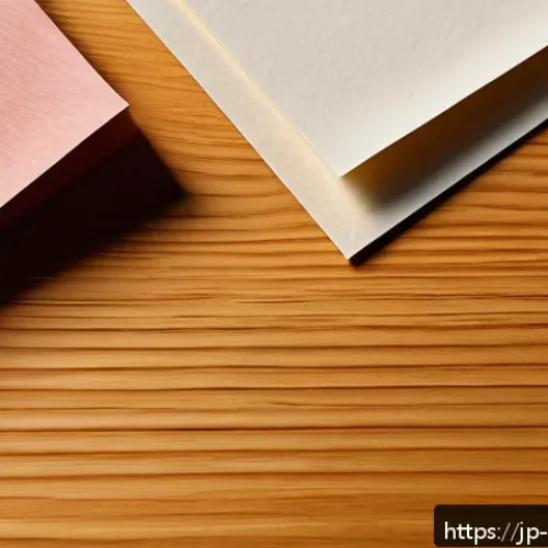 종이의 색상과 질감 - A close-up image of various types of paper textures arranged artistically on a wooden table, featuri...